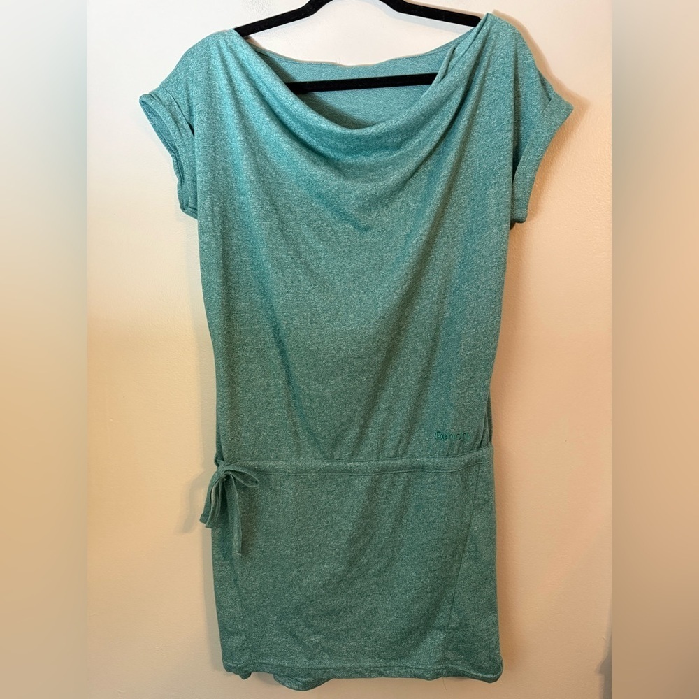NWT Bench Teal Green Side-Tie Cowl Neck Short Sleeve Jersey Dress Size M